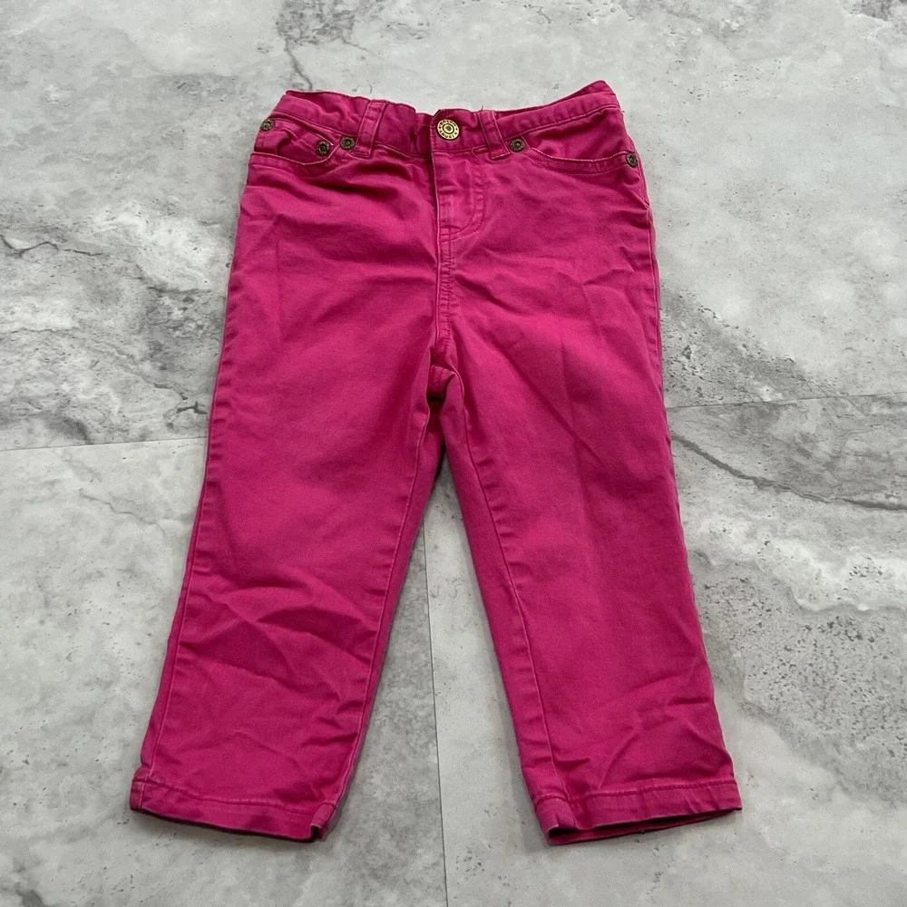 Ralph Lauren Girls Pink Skinny Pants 24 M Cotton Big Pocket‎ Logo